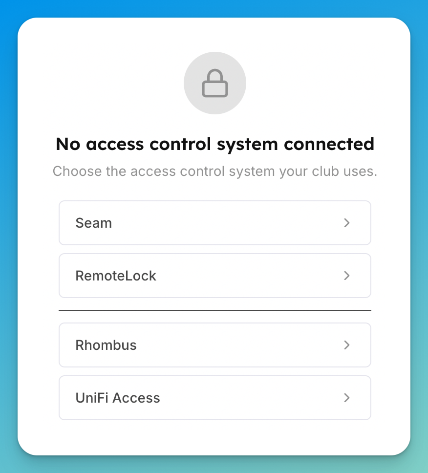 The expanded provider list showing Seam, RemoteLock, Rhombus, and UniFi Access.