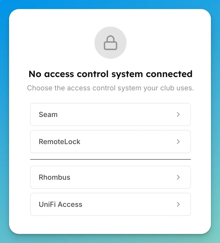 The expanded provider list showing Seam, RemoteLock, Rhombus, and UniFi Access.